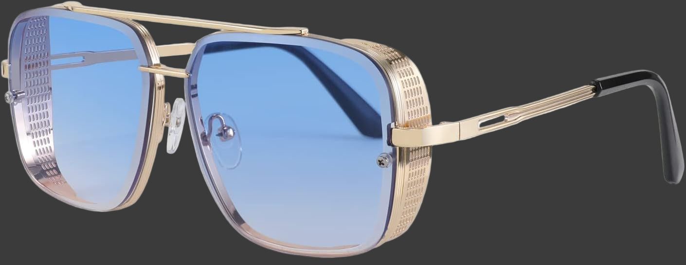 Sunglasses Mens Women Vintage Pilot Square Trendy Metal Steampunk Fishing Driving Sun Glasses B2894