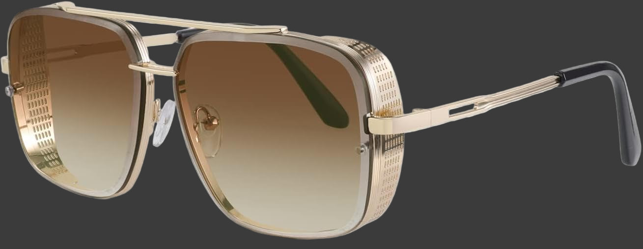 Sunglasses Mens Women Vintage Pilot Square Trendy Metal Steampunk Fishing Driving Sun Glasses B2894
