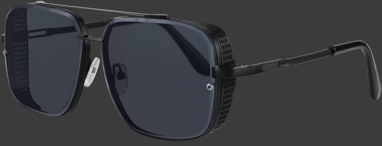 Sunglasses Mens Women Vintage Pilot Square Trendy Metal Steampunk Fishing Driving Sun Glasses B2894
