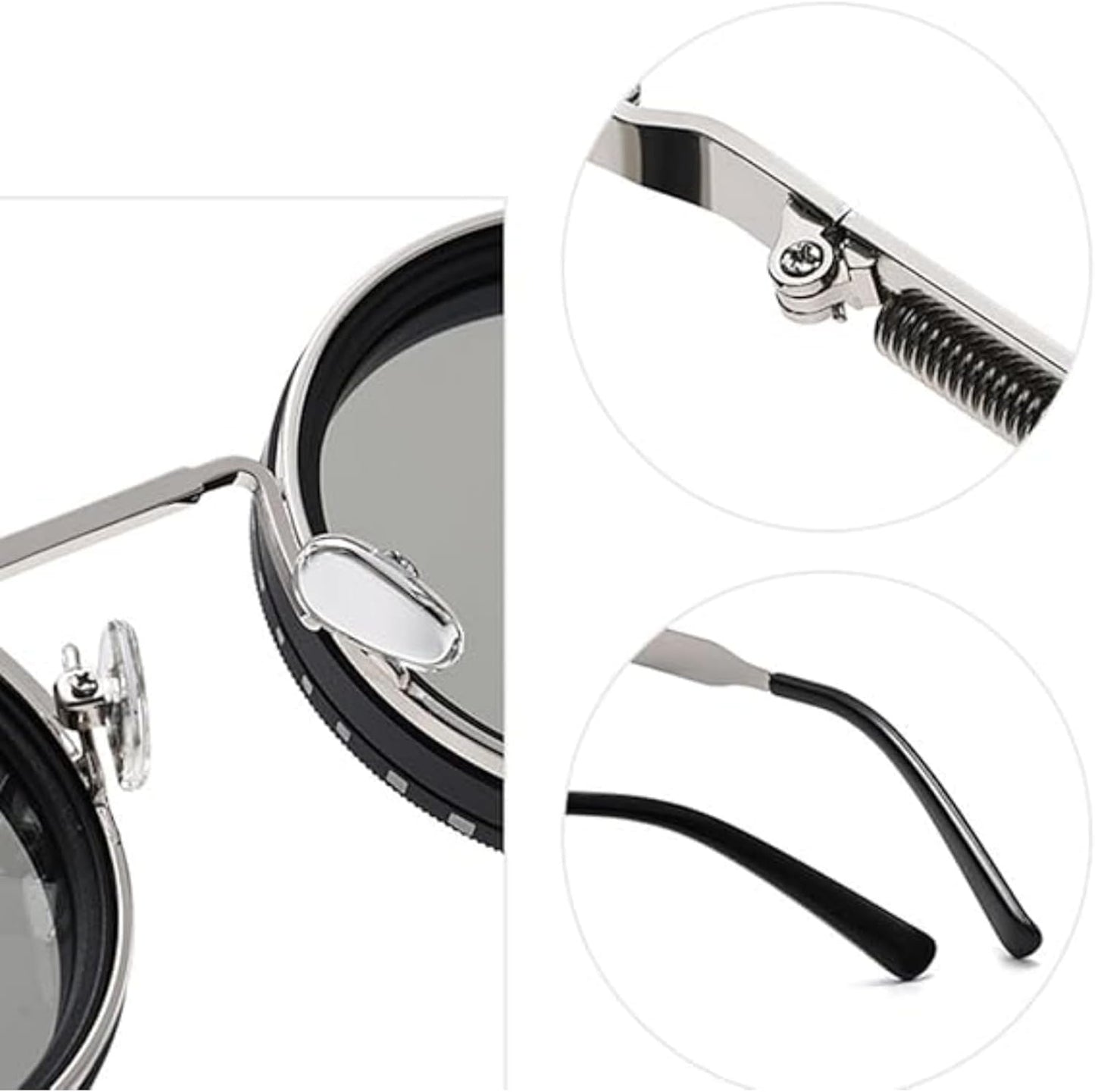 Adjustable Tint Sunglasses,1-9 Gears Retro Metal round Polarized Glasses with ND Filter Lenses