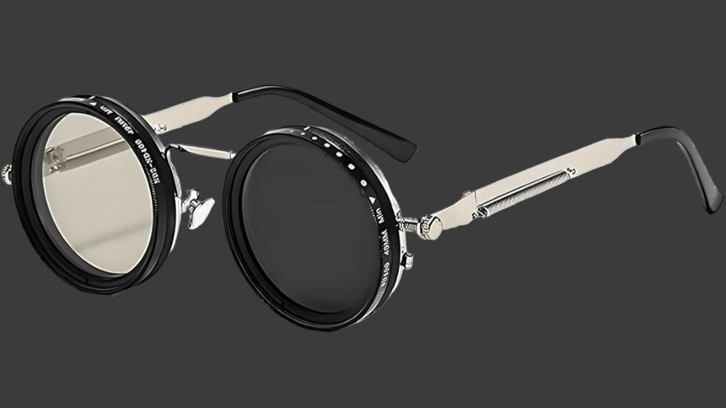 Adjustable Tint Sunglasses,1-9 Gears Retro Metal round Polarized Glasses with ND Filter Lenses