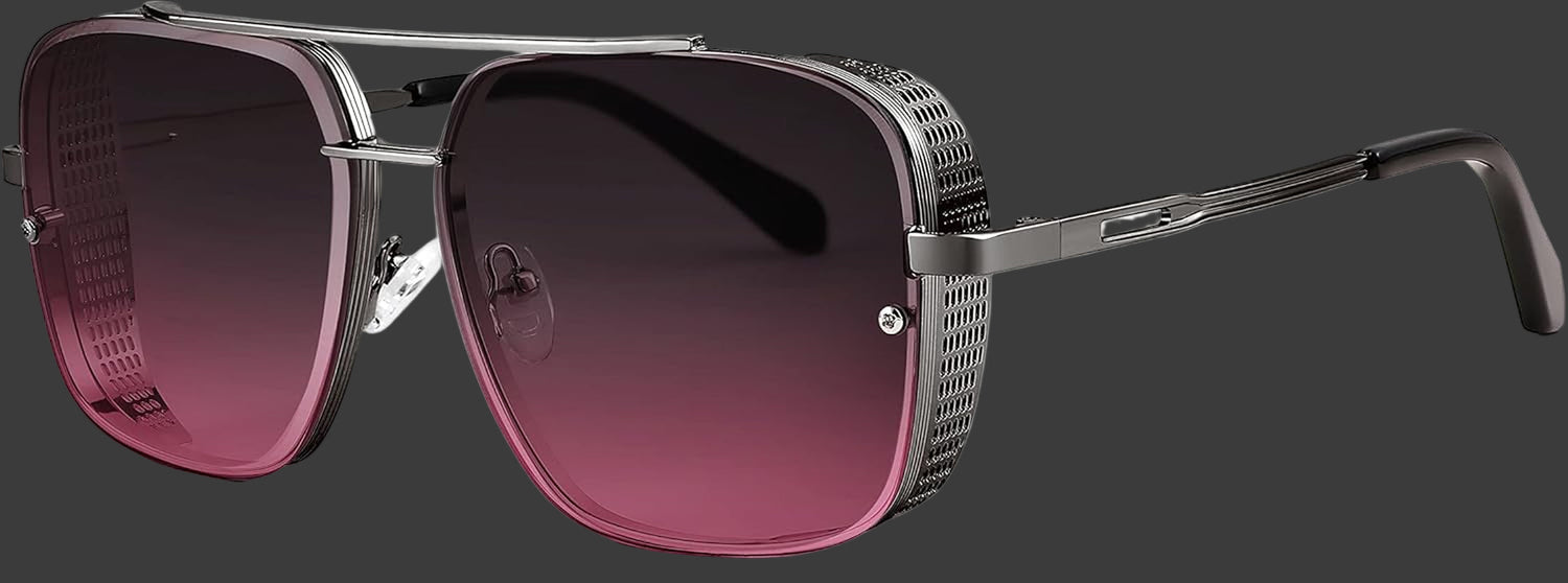 Sunglasses Mens Women Vintage Pilot Square Trendy Metal Steampunk Fishing Driving Sun Glasses B2894