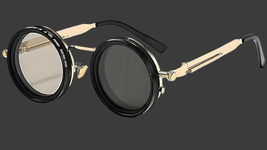 Adjustable Tint Sunglasses,1-9 Gears Retro Metal round Polarized Glasses with ND Filter Lenses