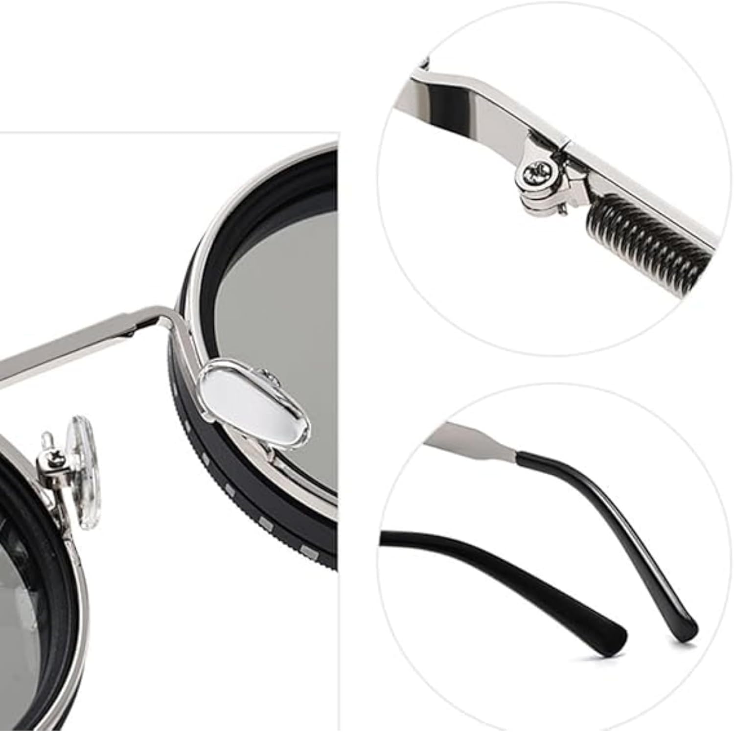 Adjustable Tint Sunglasses,1-9 Gears Retro Metal round Polarized Glasses with ND Filter Lenses